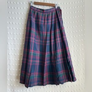 Pendleton Women’s Vintage 100% Wool Plaid Pleated Midi Skirt Sz 10
